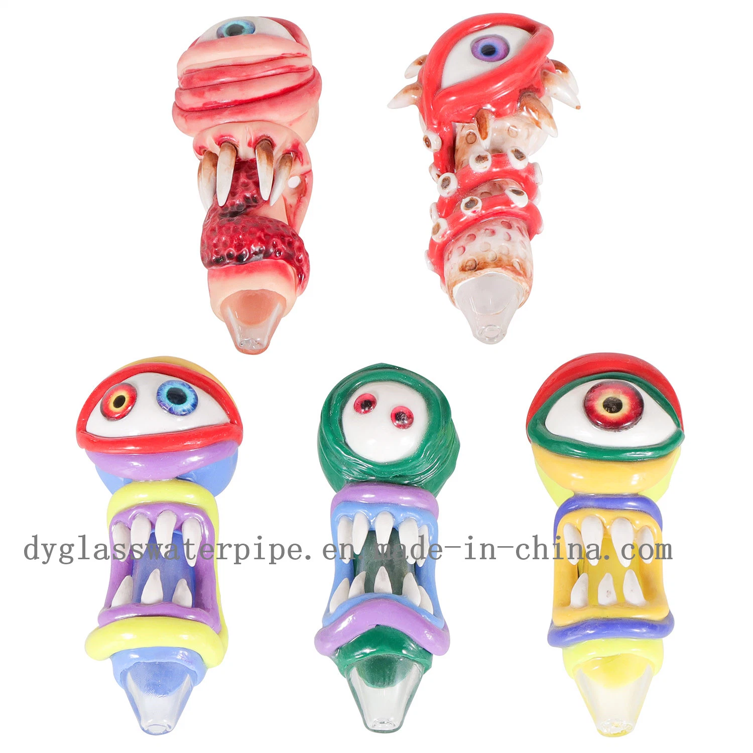 3D Hand Painted Super Big Eye Glass Smoking Hand Pipes