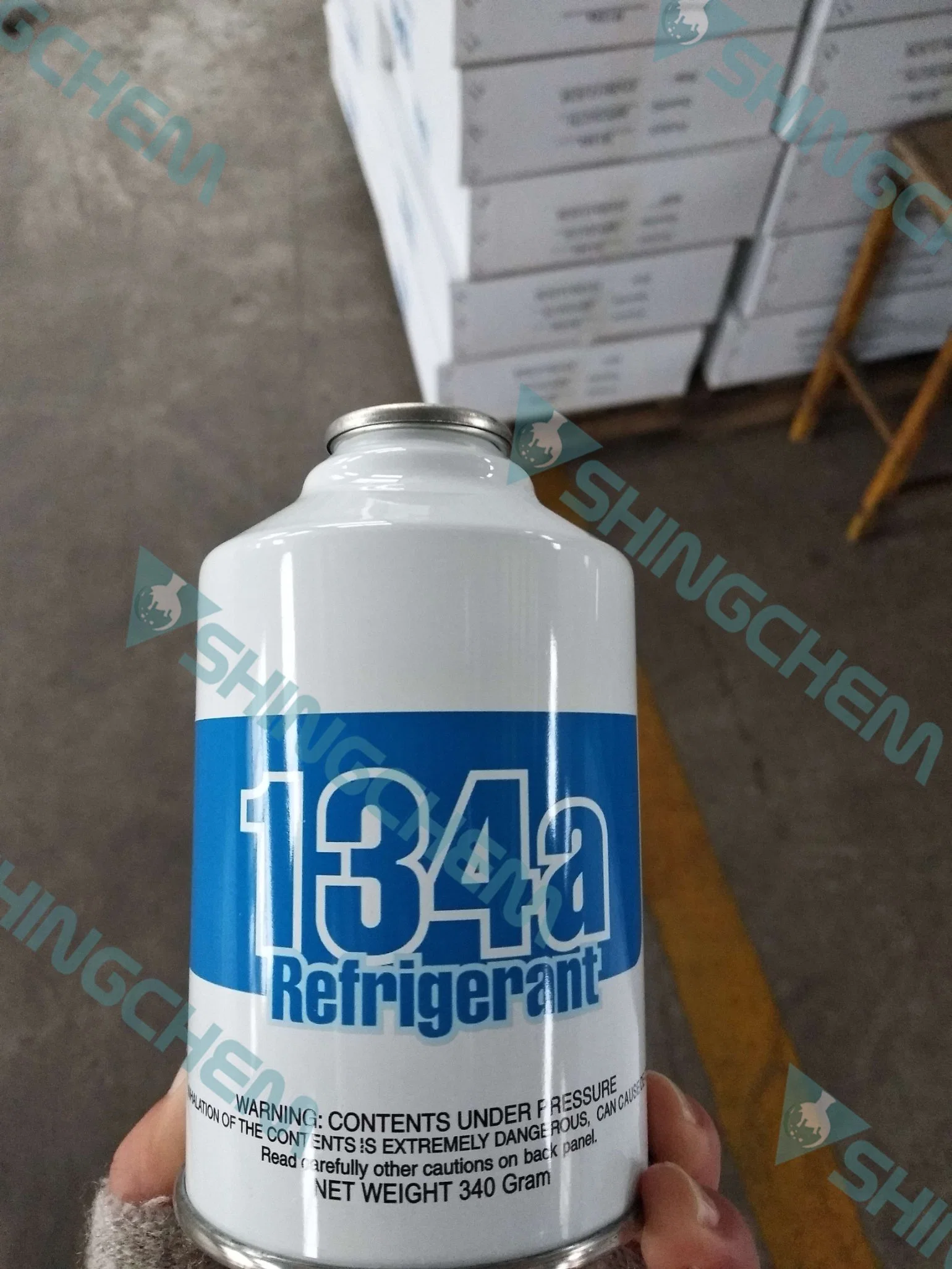 Lata de gás refrigerante Shingchem R134A Embalagem lata de 2 peças