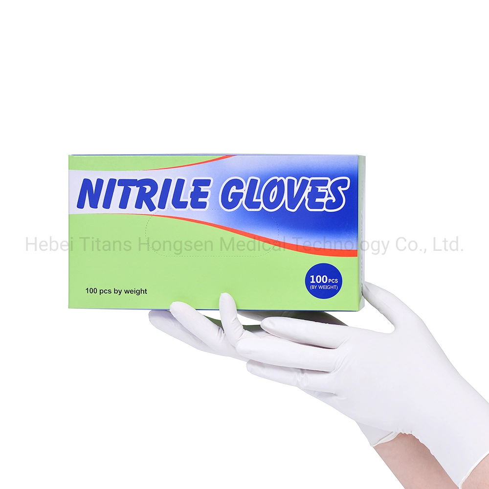 Gants à main jetables en nitrile blanc, sans poudre, à vendre à chaud, pour usage médical