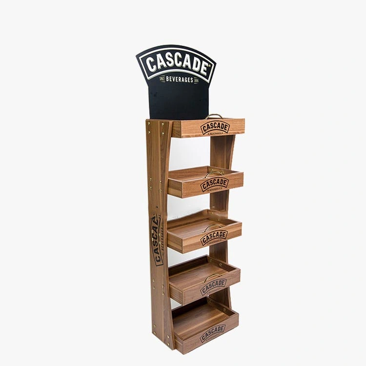 Factory Price Five Layers Supermarket Wooden Shelf Bread Display Rack