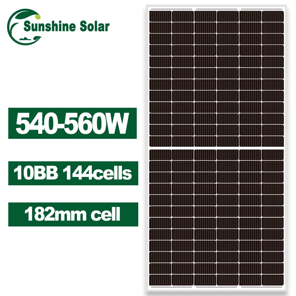 Sunshine PV Modules solaires photovoltaïques 200 400 Watt 500W 540W 550W 560W Prix des panneaux solaires.