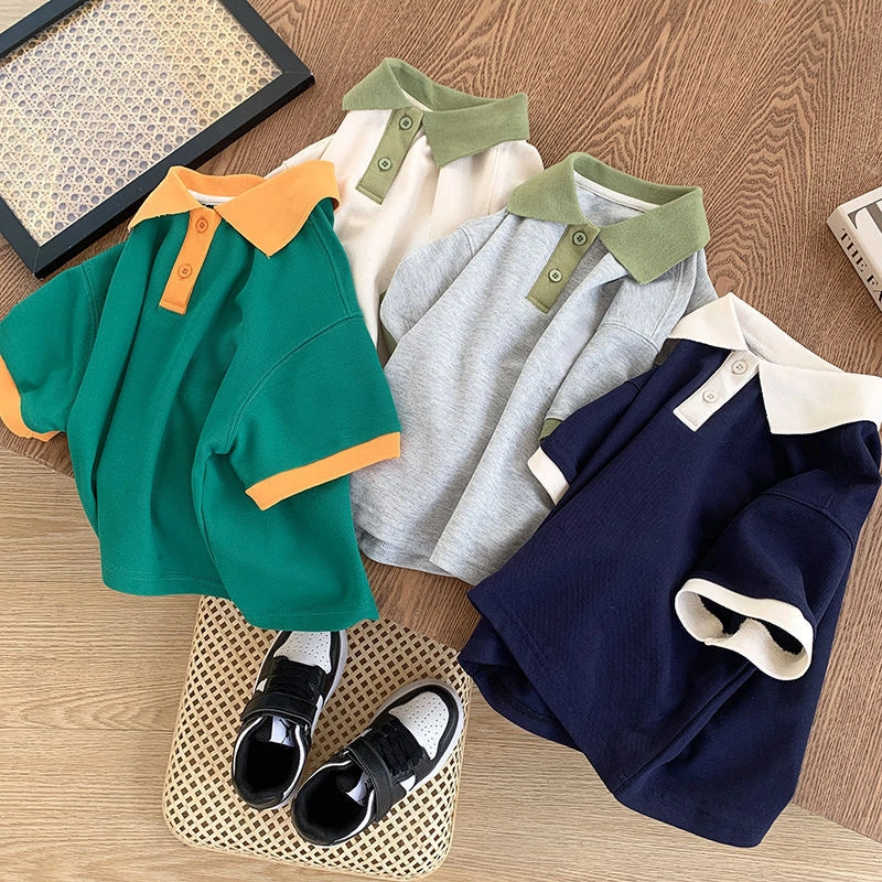 Custom Apparel Vintage Oversize Cotton Ringer T Shirt 2 Color Combination Childrens Boys T-Shirts Polo Shirts
