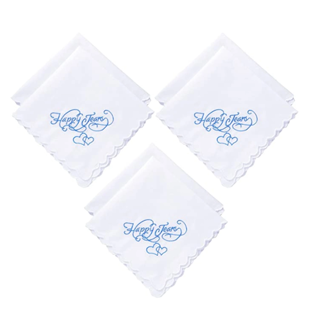 Embroidered Wedding Handkerchiefs Happy Tears Handkerchiefs with Scallop Lace Edges for Wedding Day