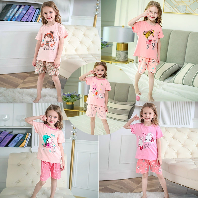 Children's Clothing Girls Short Sleeve Summer Air Conditioner Two Piece Set 30 Patterns for Choose