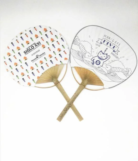 Chinese Folk Style Bamboo Craft Advertising Round Paddle Fan