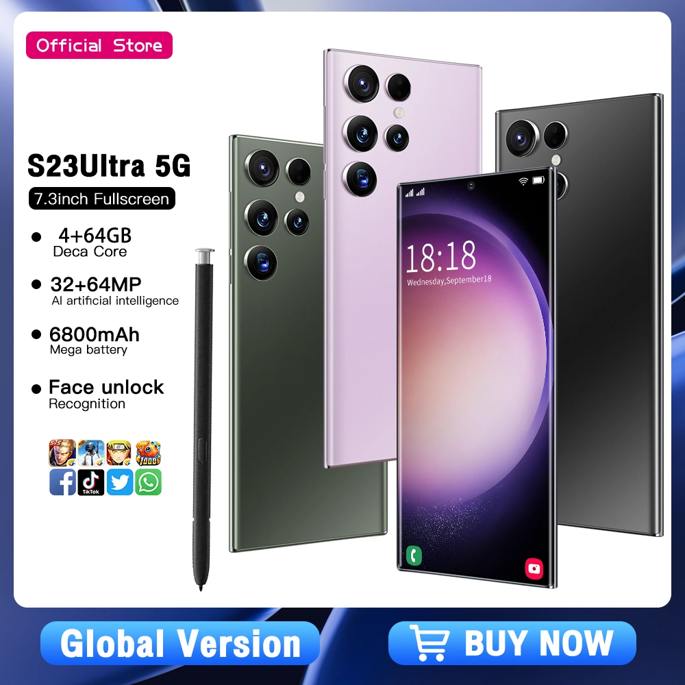 Ready in Stock 8 Core S23 Ultra 3+64GB Dual SIM New Smart Phone