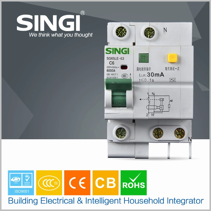 10mA 30mA Ce 6ka 6-63A Residual MCB RCBO