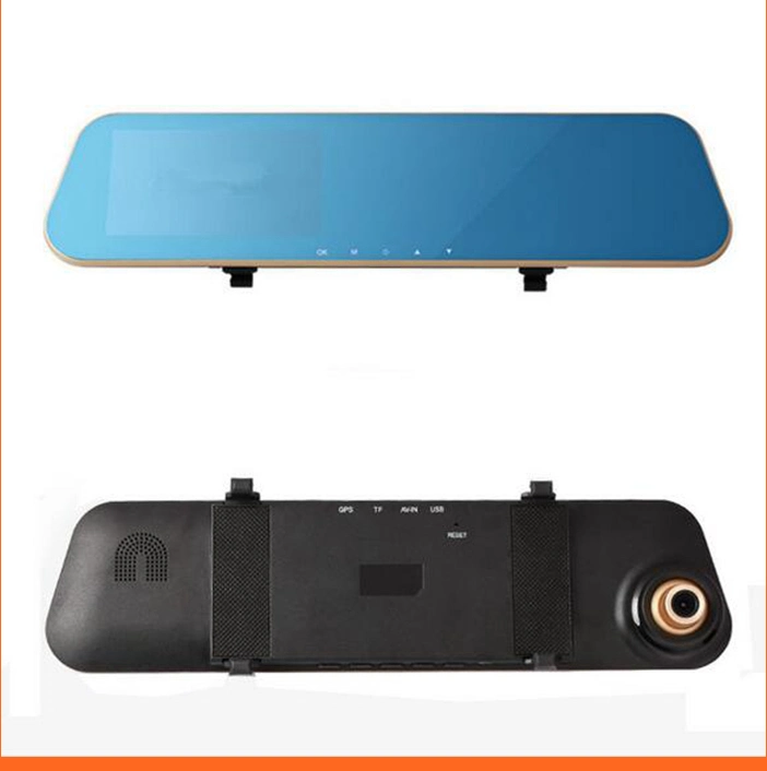 4.3 Inch Dual Lens Front and Back Dashcam Rearview G-Sensor Rear View Mirror Dash Camera