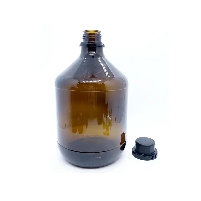 Lab Glassware Media Storage Bottle Chemical Reagent Bottle 2.5L Amber Glass Bottle with Plastic Cover