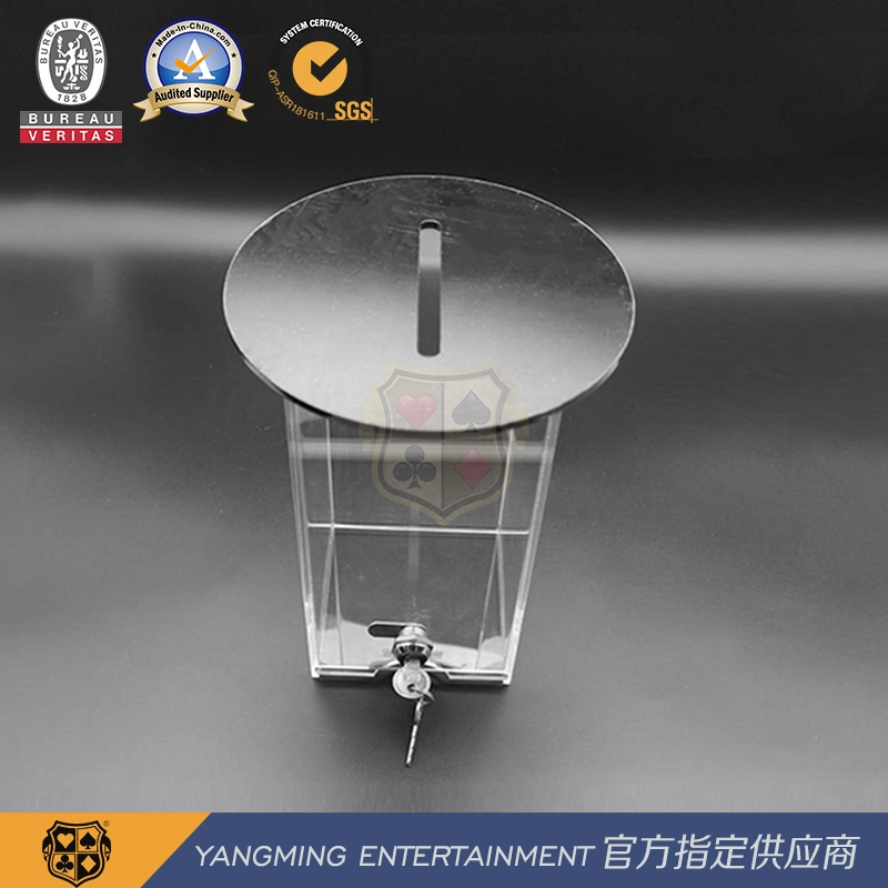 Transparent Acrylic Customized Round Bottom Gaming Table Dedicated Poker Card Scrap Box Ym-Dh04