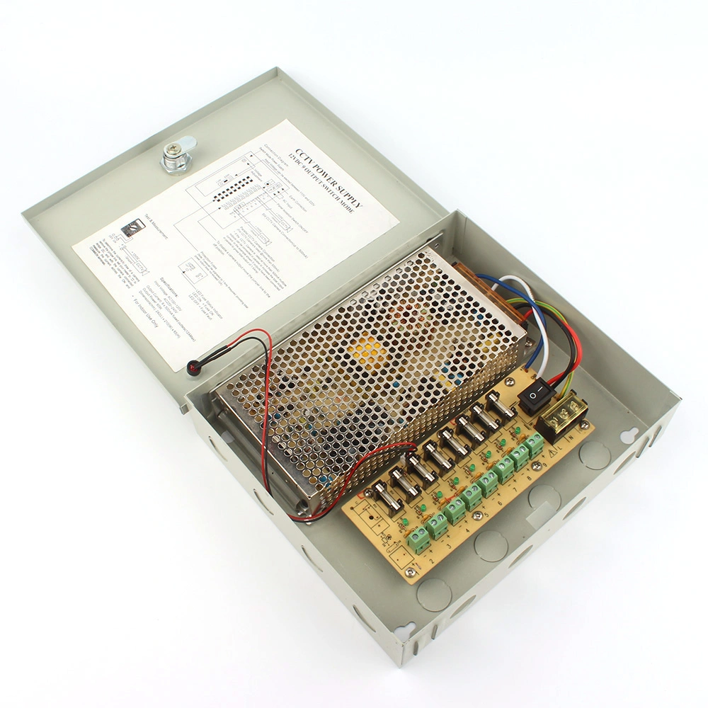 9 Channel 24V 10A 9CH CCTV Power Supply with Metal Box for CCTV Camera