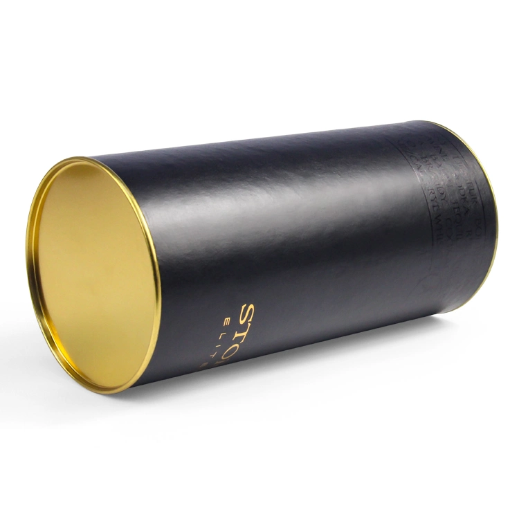 Tapa de la hojalata Firstsail Brandy tubo de papel Packaging de lujo con forma de cilindro de cristal de vino negro Mayorista/Proveedor de cajas de regalo