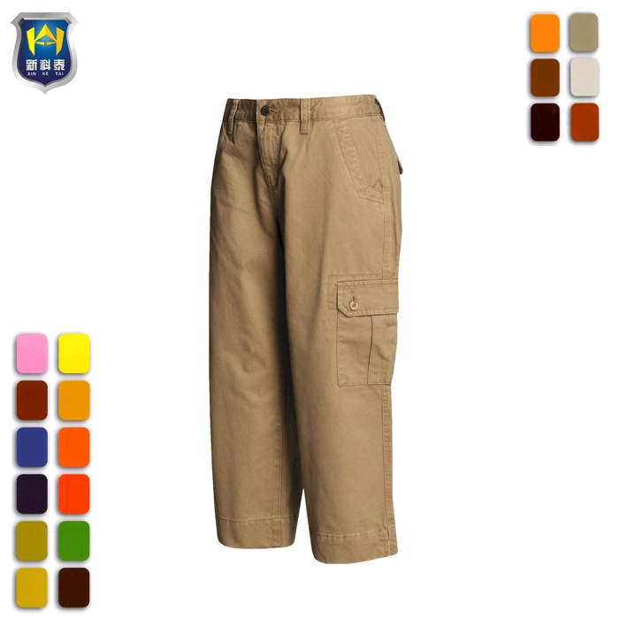 Fashion Women Khaki Cotton Zipper Cargo Pants