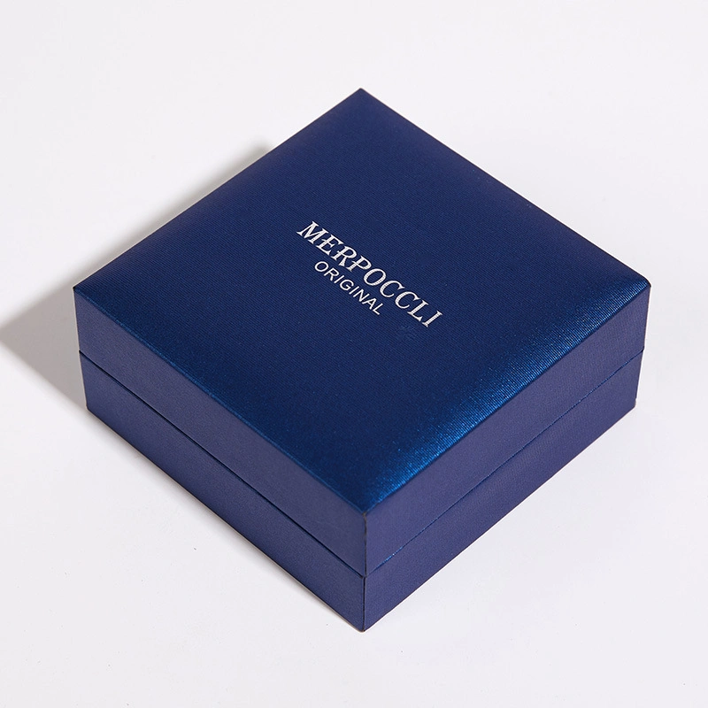 Custom Printed Logo Navy Blue Cardboard Paper Bracelet Necklace Jewelry Boxes Packaging