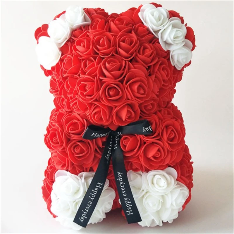 Popular Design Valentines Gifts Artificial Flower Foam Teddy Rose Bear