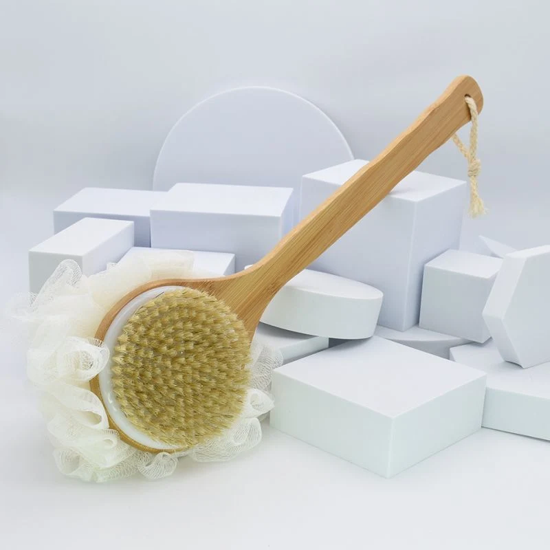 Hot Selling Double Face Bamboo Body Sisal Hair Long Handle Skin Friendly Exfoliate Shower Popular Bath Brush