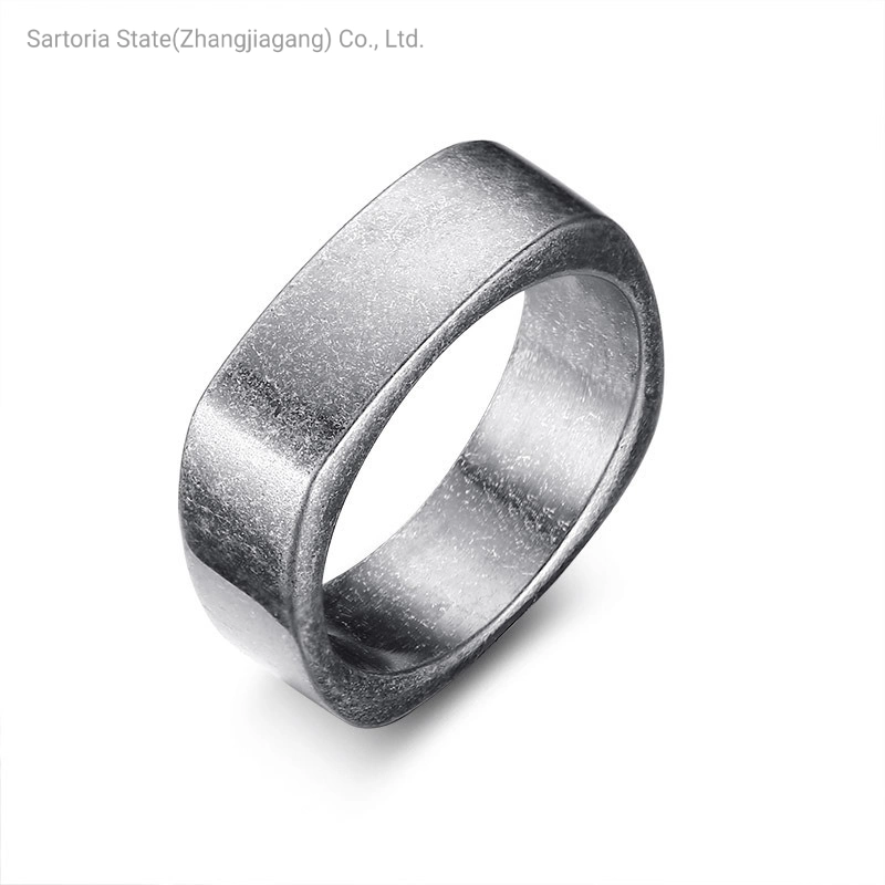 Punk Titanium Steel Square Ring Stainless Steel Fashion Men&prime; S Ring