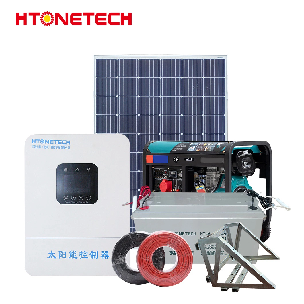 Htonetech Smart off Grid Solar Power System Solar Panels 1000W Price Monocrystalline Silicon 10kw Kama Engine Diesel Generator Hybrid Solar Water Heating System