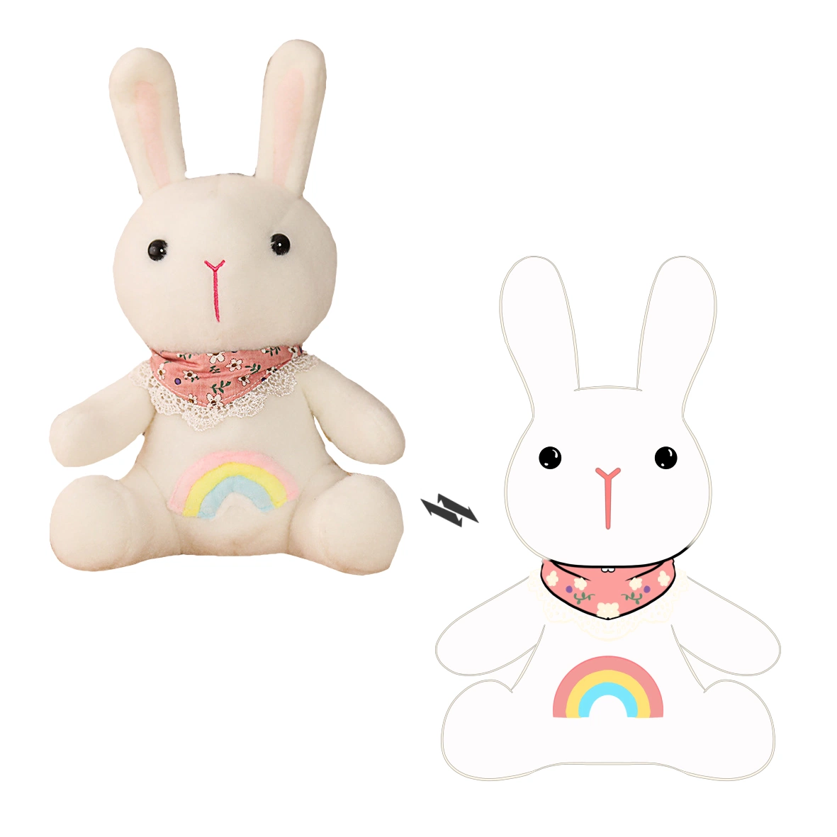 Custom Made Plush Toy Stuffed Animals Plushies Rabbit Toys with Rainbow