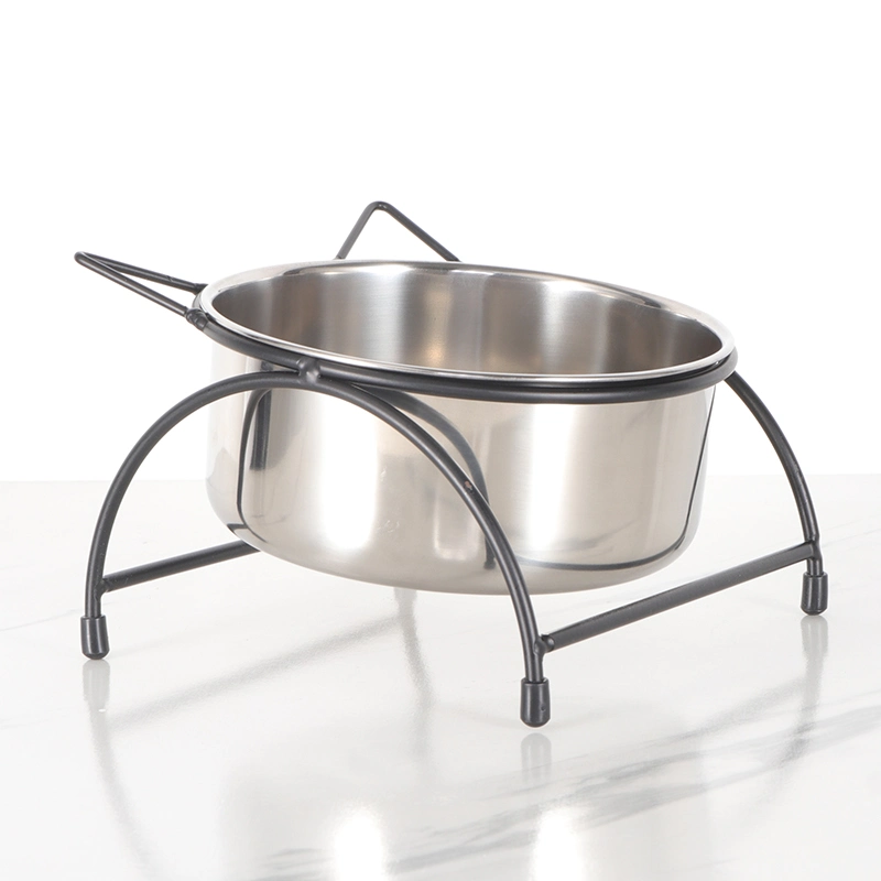 Single Stainless Steel Dog Bowl with Steel Stand