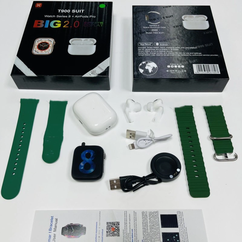 2 en 1 T900 Ultra Max Smartwatch y auriculares 2,02 Gran pantalla carga inalámbrica T900 Ultra Max Alta calidad