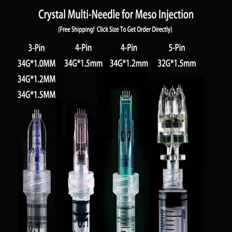 High quality/High cost performance  Crystal Multi Needle 4 Pin Needles Mesotherapy Needle Disposable Painless Meso Needle for Beauty Facial Skin Care 34G 1.2mm/1.5mm