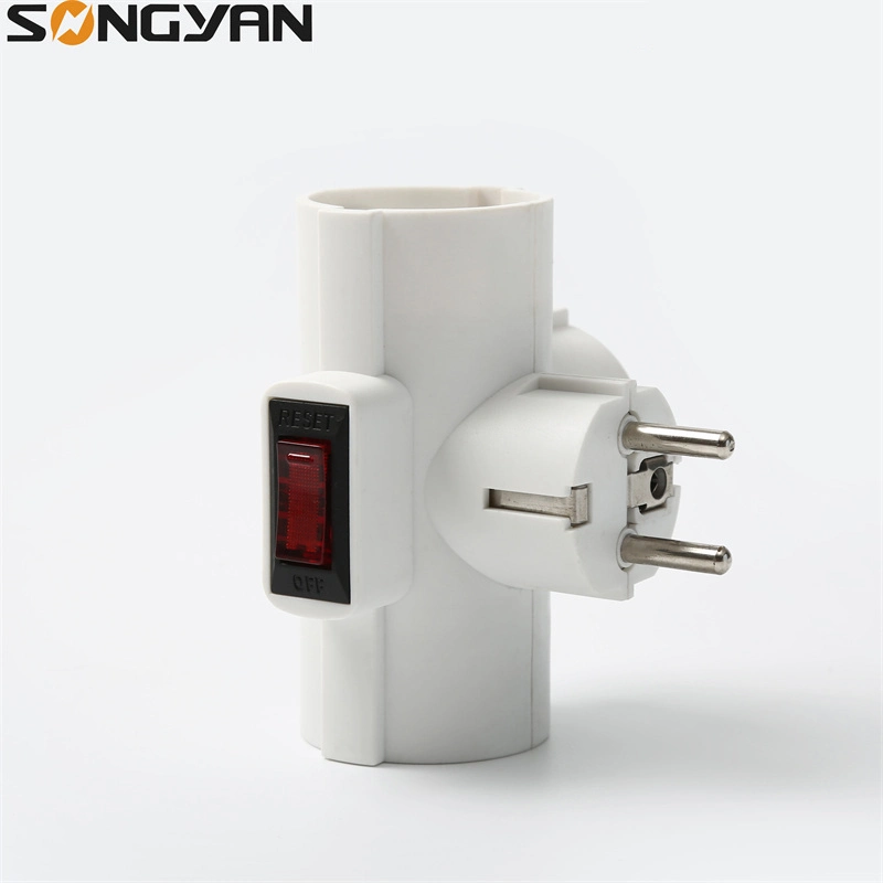 Germany T-Shaped Power Conversion Sokcet Adapter with Surge Protection