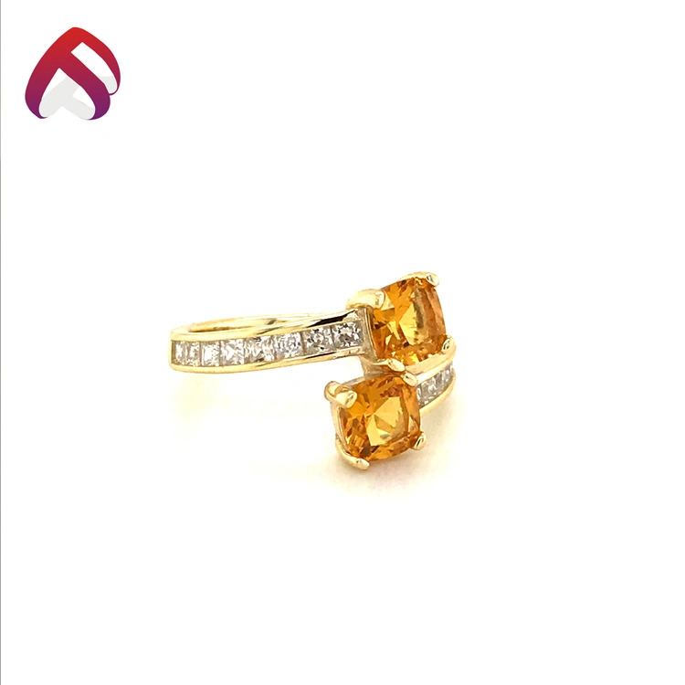 Factory Price Citrine CZ 925 Sterling Silver Adjustable Ring Jewelry for Youth