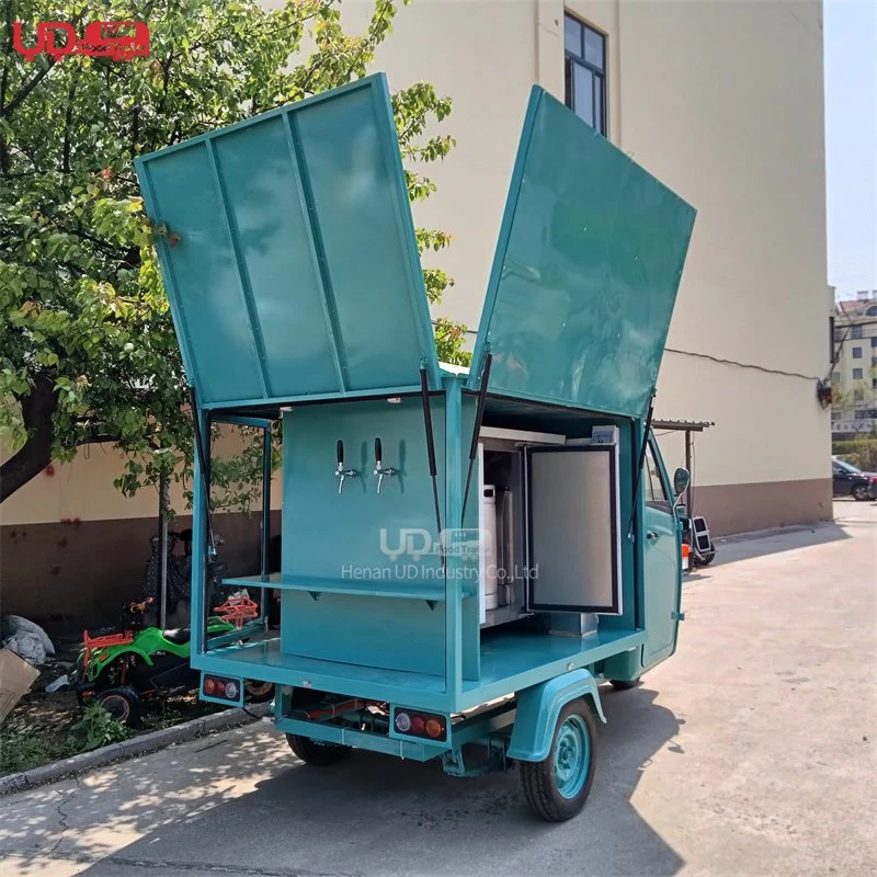 UD Factory Caravan Equipment Concession Piaggio Ape Electric Tricycle Mobile Juice Cocktail Drink Bar For Sale Cheap Mobile Food Truck