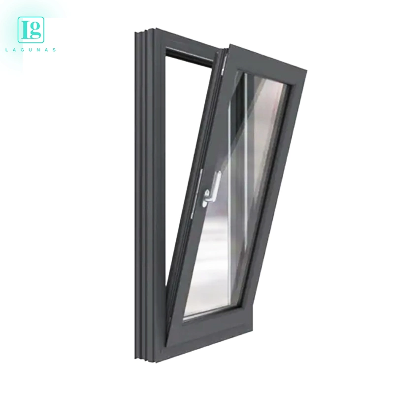 Ventana de inclinación y giro de aluminio gris