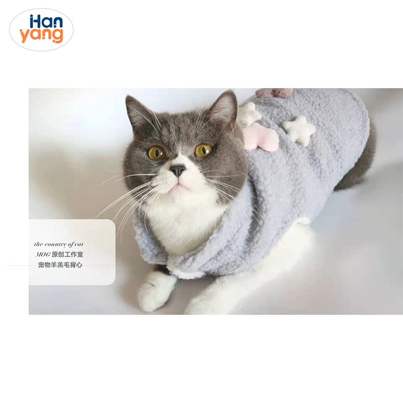 Hanyang Dog Thickened Fleece Plaid Jacket Vest Fur Collar Winter Cat Pet Dog Coat