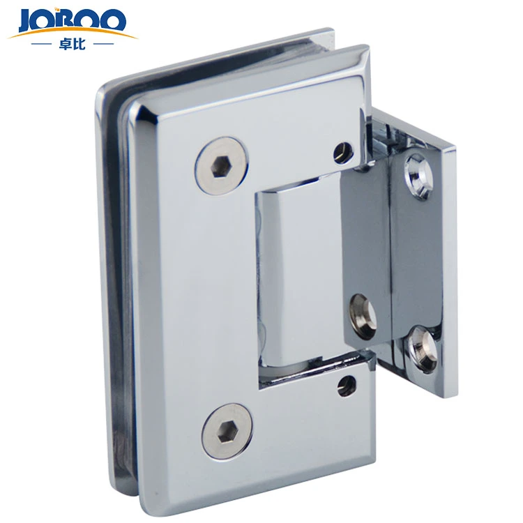 Joboo Zb541 Adjustable Customizable Chrome Satin Brass Wall Mount 90 Degree Tempered Glass Door Connector Hinges Bathroom Accessories