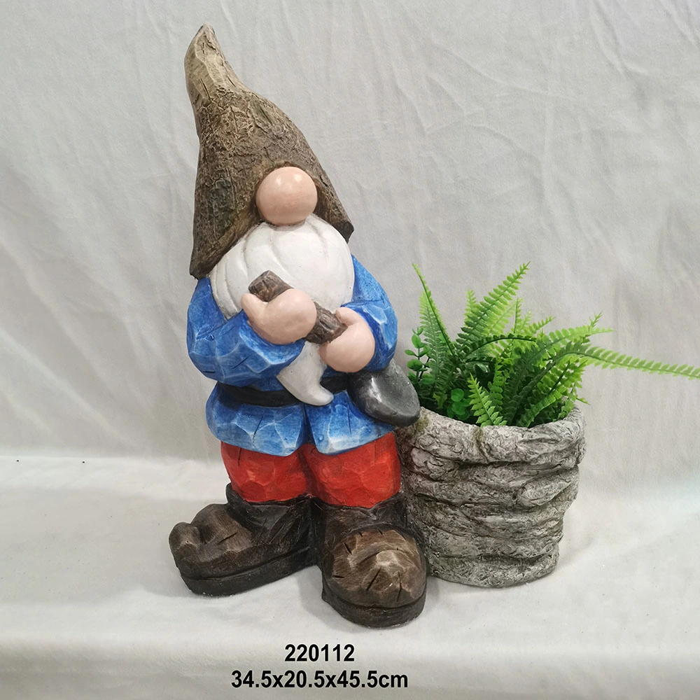 Solar Light Fiberclay Gnome Sculpture pour la maison jardin ornement