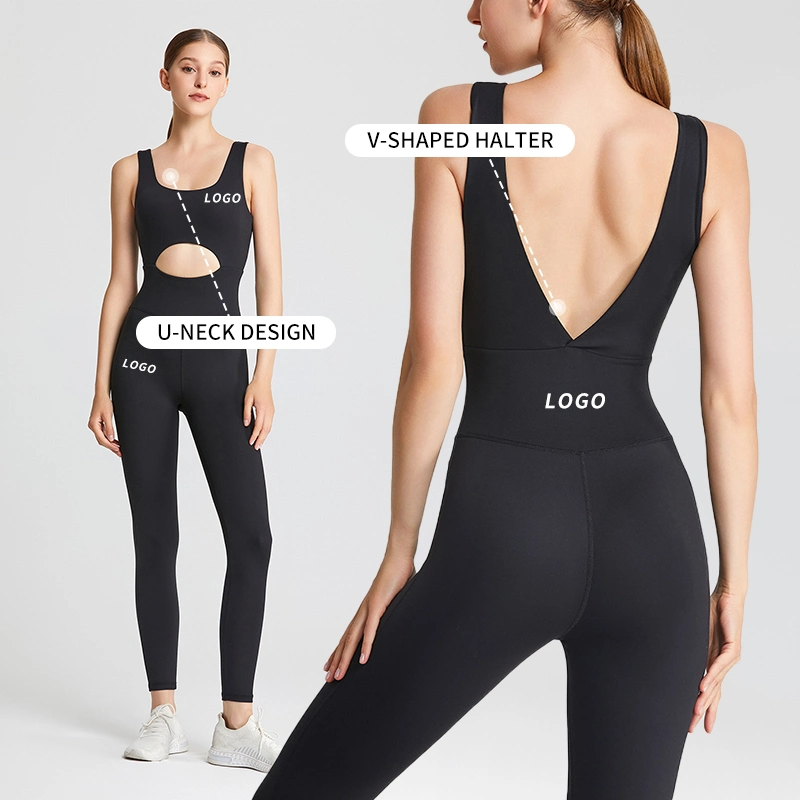 Yw974L Europe and The United States New One-Piece Bodysuit Tight Fitness Suit Female Hollow Beauty Back Dance Pilates Yoga Clothing