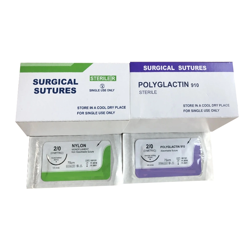 Medical Thread Polyglycolic Acid 910 Surgical Suture Needle Nylon Surgical Suture Silk PGA Pdo Pds Pgla Chromic Catgut