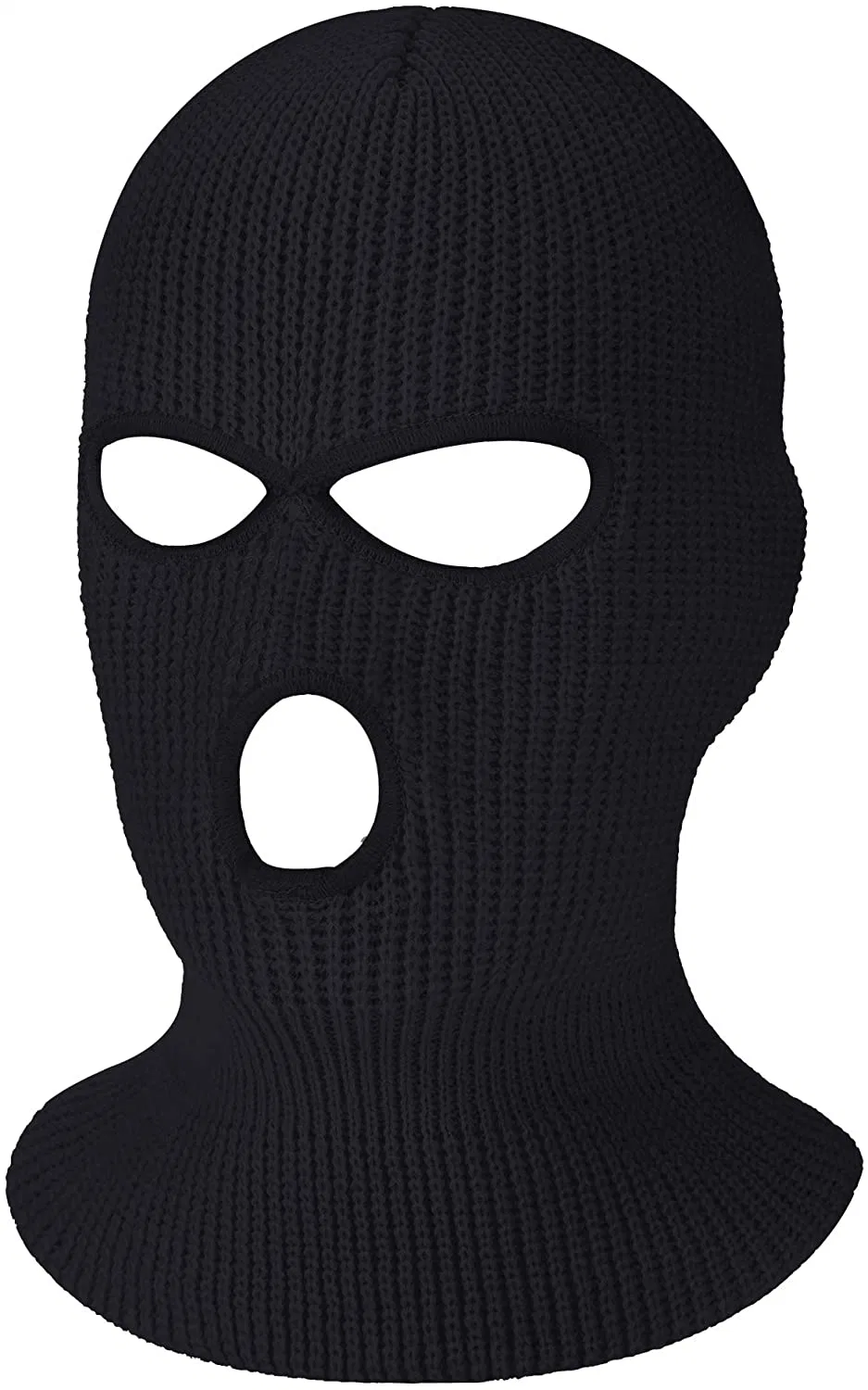 Black 3-Hole Knitted Full Face Cover Ski Mask Knitted Hat, Winter Balaclava Warm Knit Full Face Mask Knitted Hat for Outdoor Sports