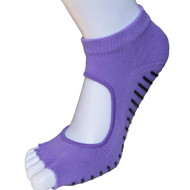 2020 Meilleure vente anti- glissement de coton de la moitié de la cheville de la TOE Grip Chaussettes Toeless Yoga