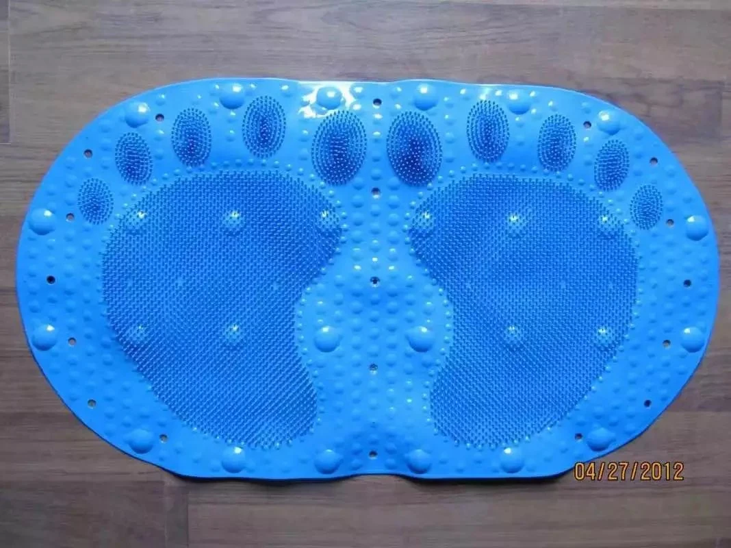 PVC Bathroom Mat Transparent Solid Color Oval Two-Foot Bath Pad Massage Anti-Slip Pad Suction Cup Bath Pad