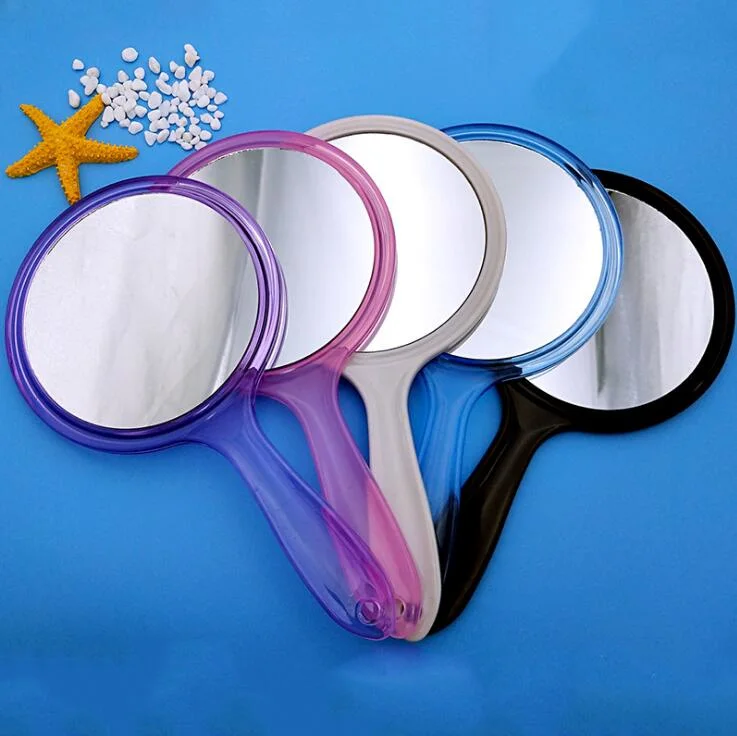 Personalized Logo Plastic Double Side Round Handheld Cosmetic Makeup Mirror