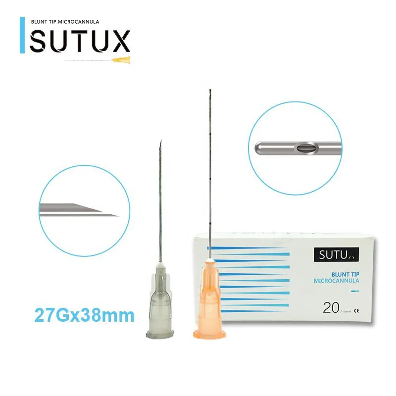 Sutux CE Certification Dermal Filler Micro Cannula 18 21 22 23 25 27 Gauge Needle for Ha Filler Syringe