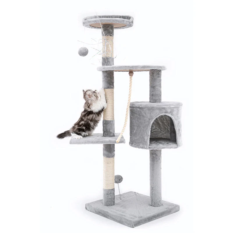 Vente en gros Château de haute qualité moderne escalade scratch PET Bois Appartement mobilier Tour Cat arbre à vendre