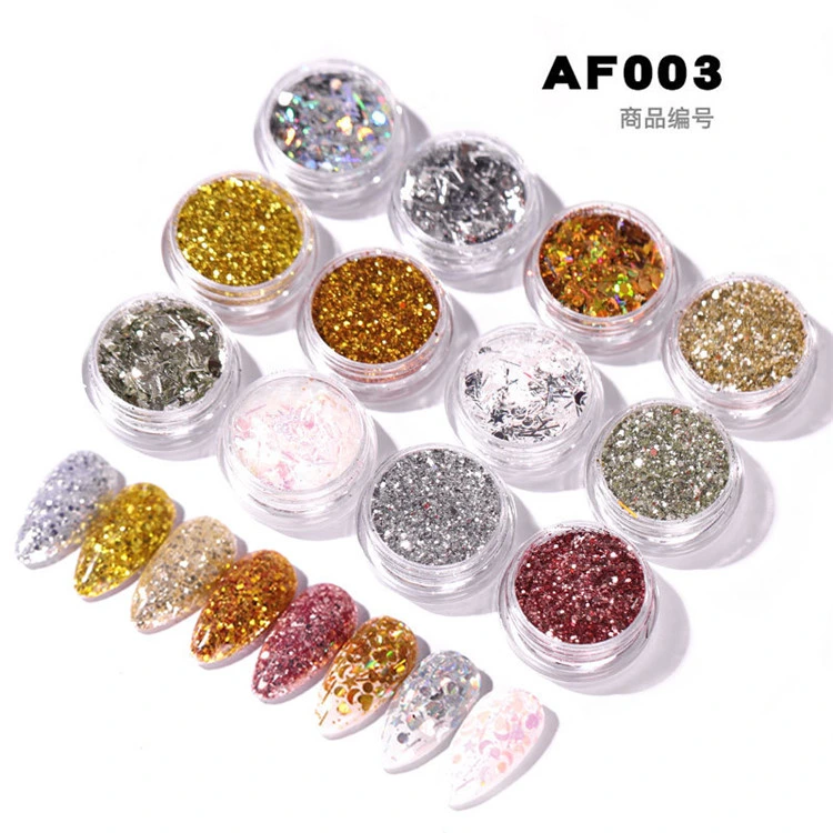 Commerce de gros Glitter couleur 12-Nail Art Decoration/Accessoires pour kit Nail Concepteur de beauté