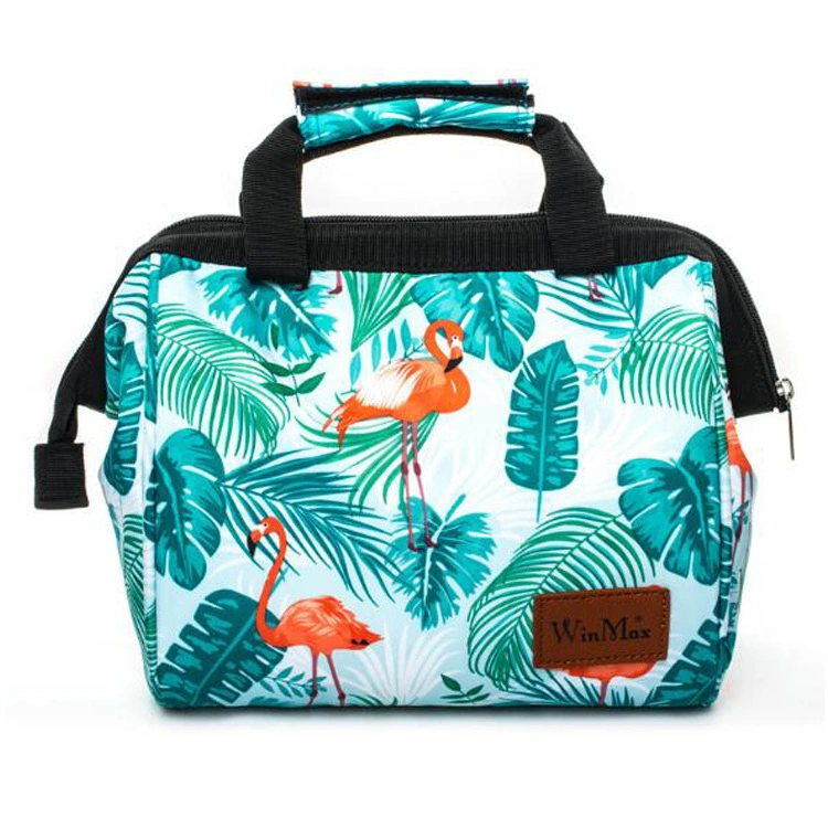 Amazon Best Selling Handheld Tropical Leaf Printed Oxford Cloth Insulation Ice Pack Bag