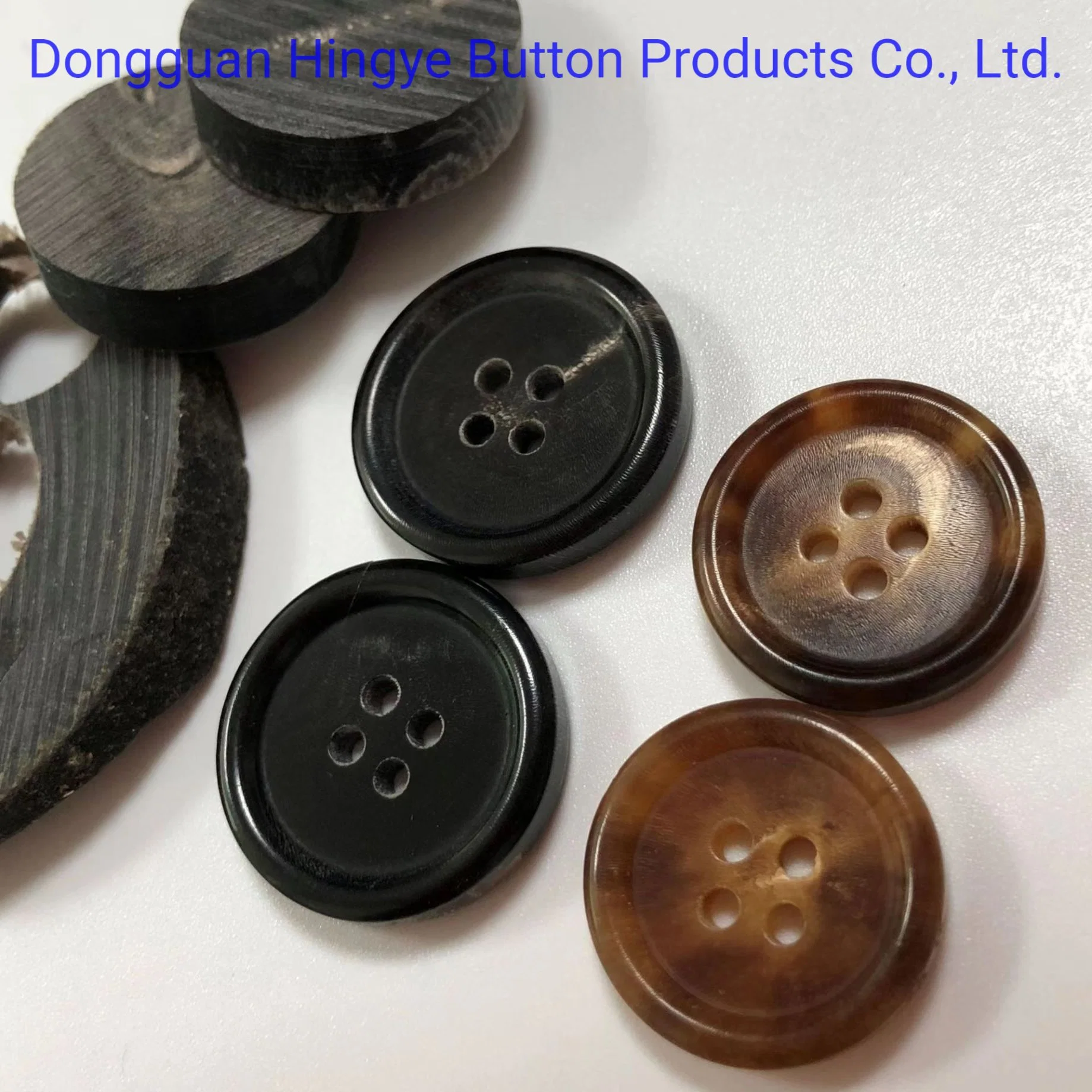 Button Light Brown Color Natural Real Ox Horn Four Holes Button for Garment Clothings Accessories