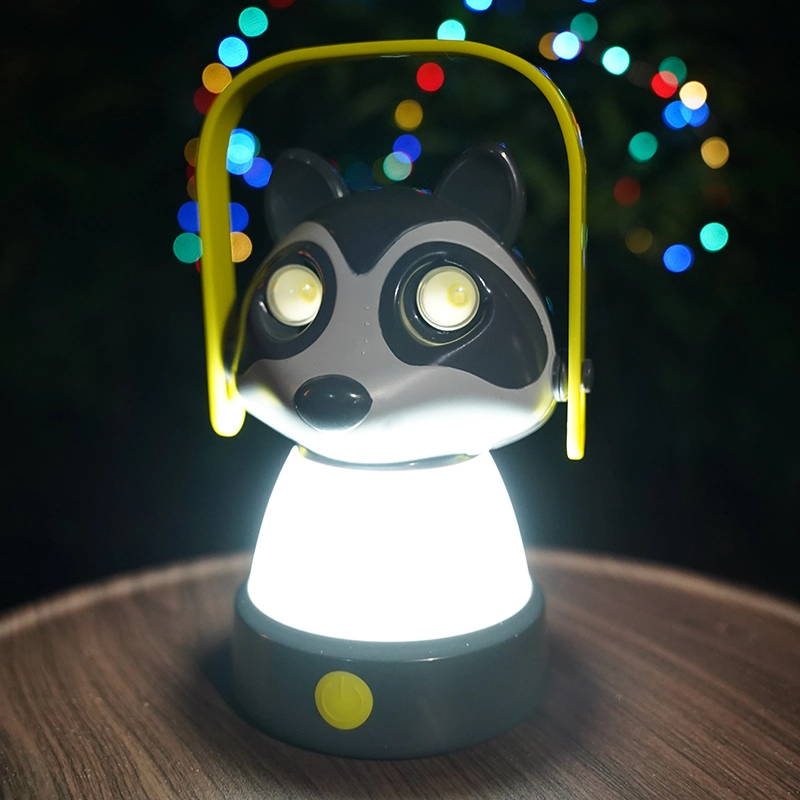 3AA-bateria luz portátil em forma de animal pouco Raccoon Camping Light