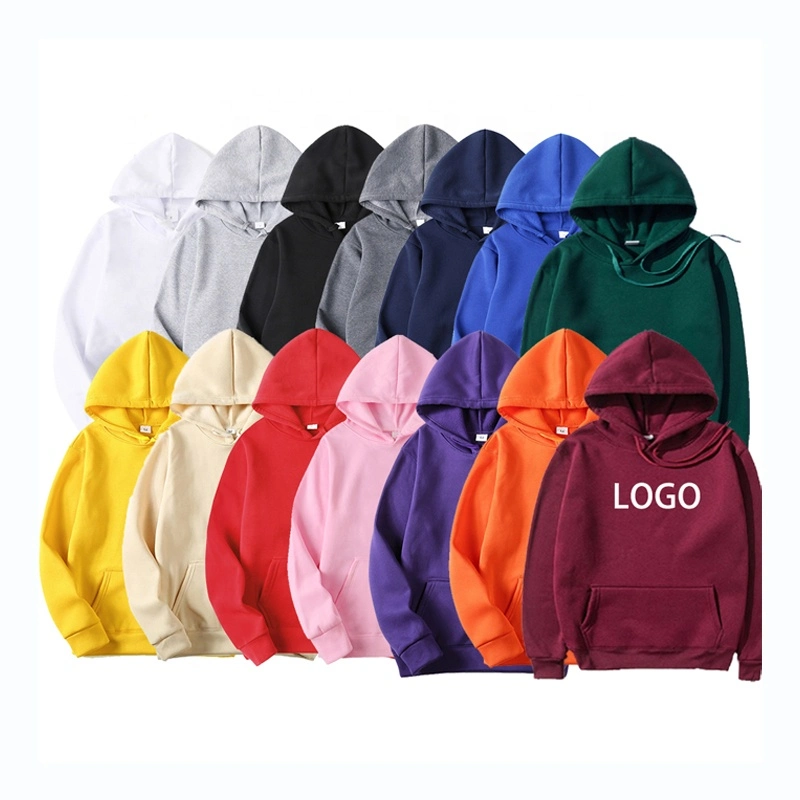 Grossiste Sweat-shirts à capuche personnalisés pour hommes, pull-over uni, impression vierge en coton polyester en tissu éponge français, broderie en polaire, sweat-shirts unisexe.