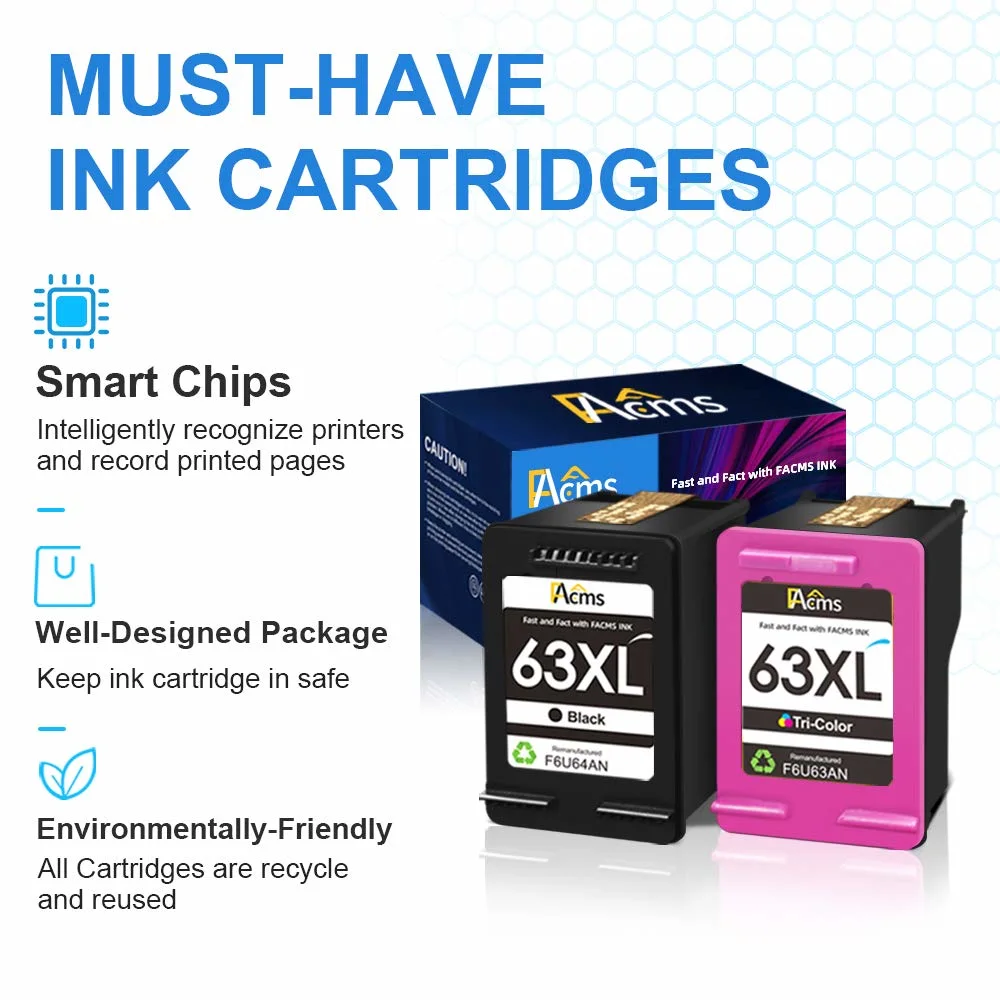 HP 63 63XL 63XL for Envy 4520 4512 4513 4516 Ink Cartridge for HP Officejet 3830 5255 5258 Deskjet 1112 1110 3630 3632 3634 2130 2132 Printer Ink Cartridge