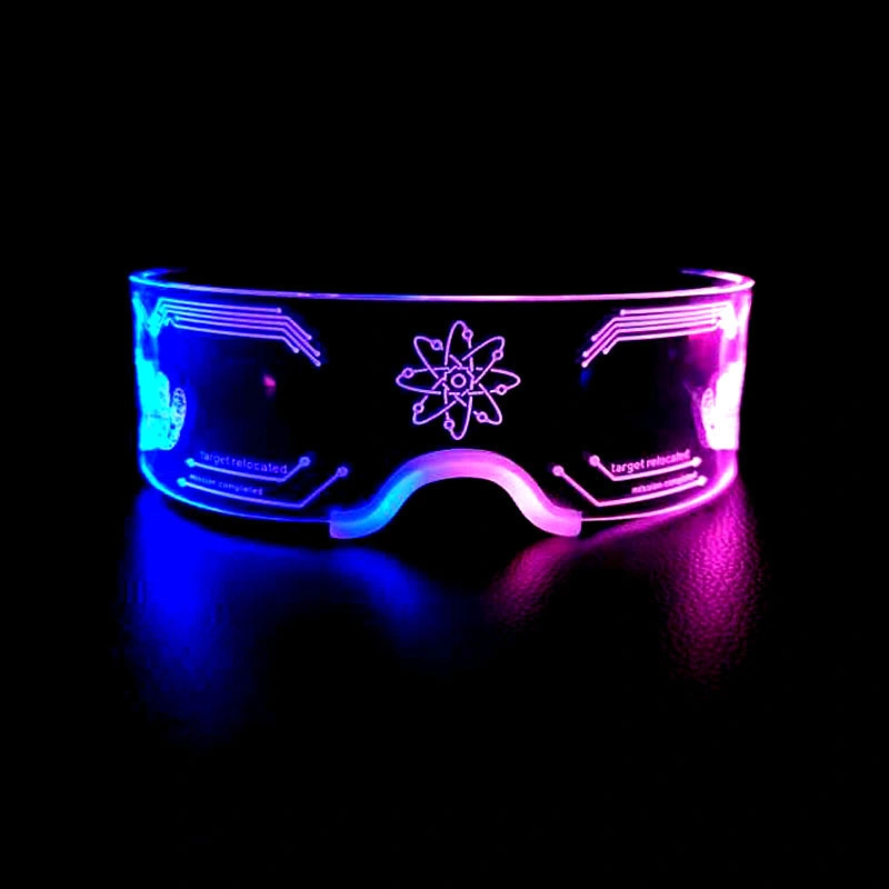 LED Light up Chemion Visor Rave Cyberpunk Glasses for Cosplay Festivals Halloween Bars Clubs Parties