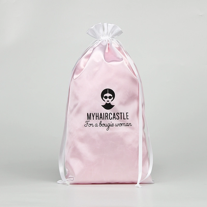 Sinicline Black and Pink Color Custom Logo Printed Drawstring Bag Lingerie Bag