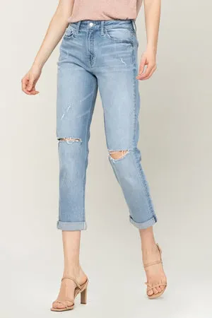 Roll-up Leg Jeans de Cintura baja de la moda de alta calidad de las mujeres Denim Jeans